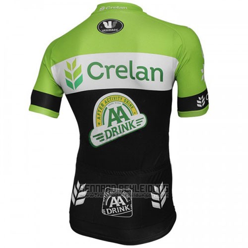 2016 Fahrradbekleidung Crelan AA Grun und Shwarz Trikot Kurzarm und Tragerhose